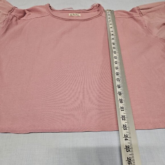 We The Free Relaxed Boxy Top Blouse Women Size M Rose Pink Balloon Sleeve - Picture 7 of 13